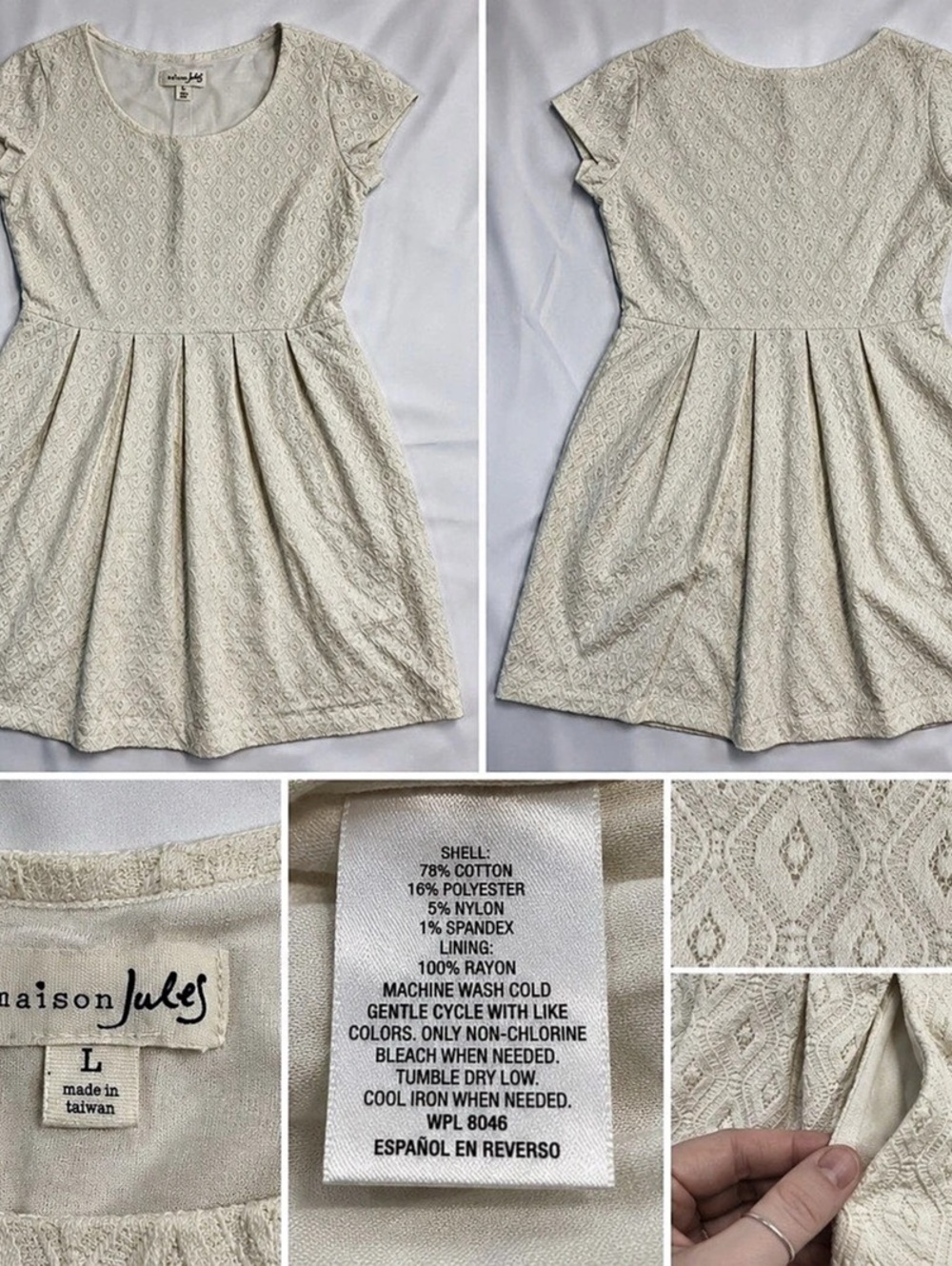maison Jules Cream Geometric Mini Dress Size Large